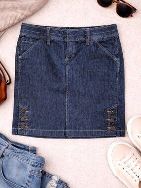 Converse One Star Denim Mini Skirt Size 4 Y2K Button Detail
